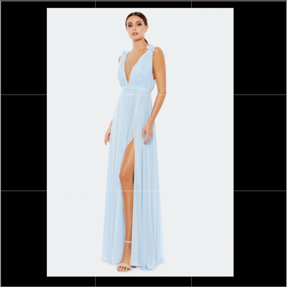 Mac Duggal plunging v neck chiffon prom dress